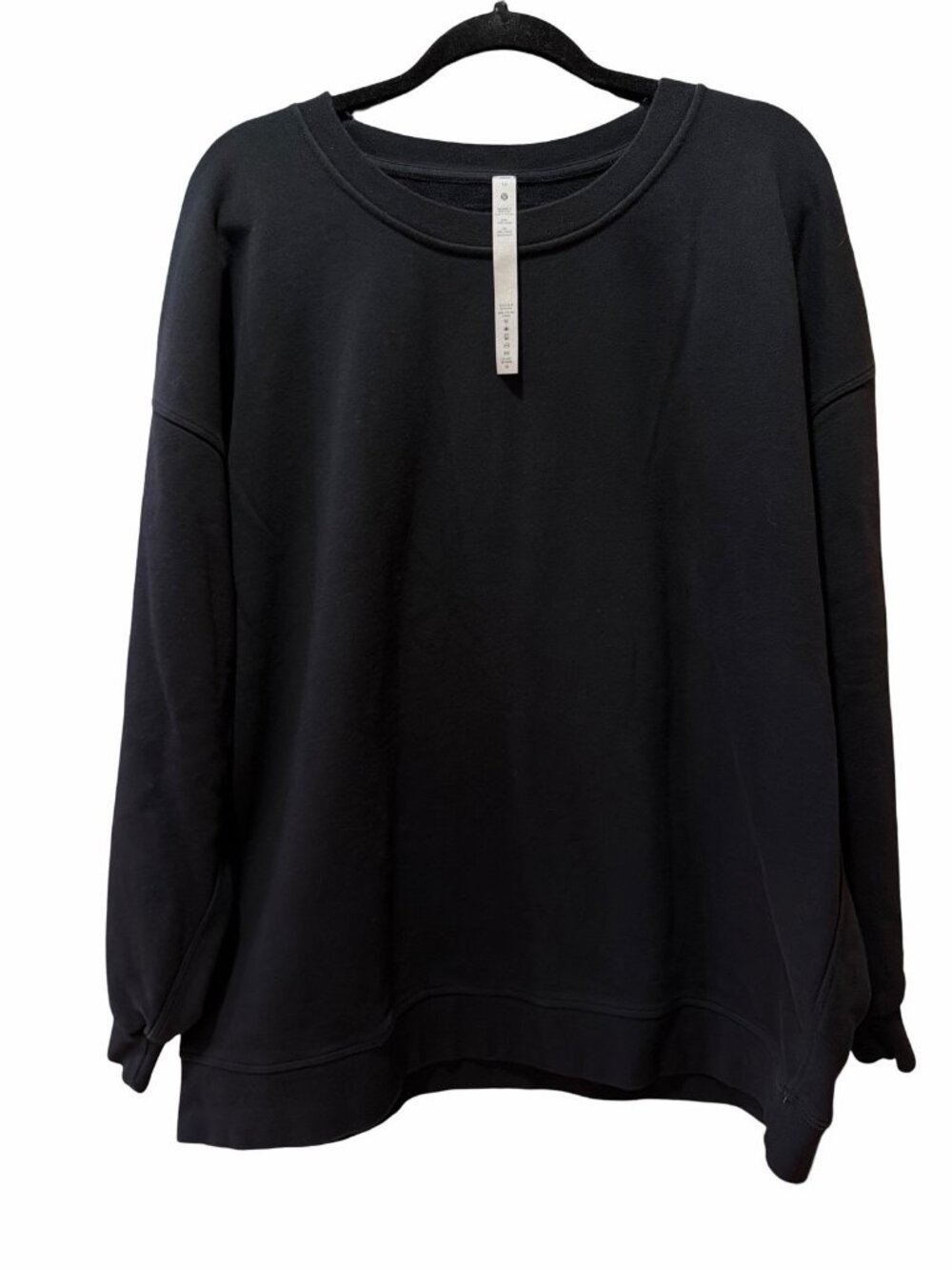 Lululemon Perfectly Oversized Crew Sweatshirt Black Cotton French Terry Size 16